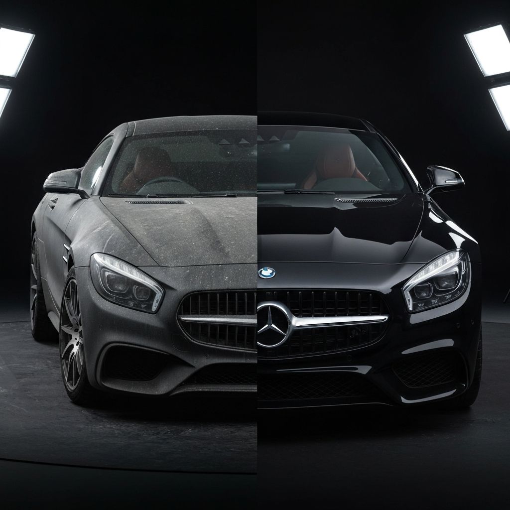 Before and after car detailing transformation
